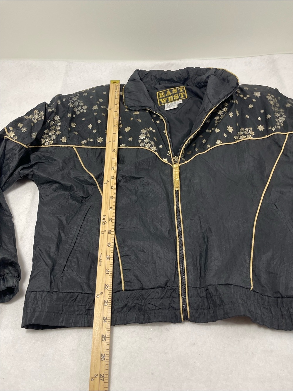 Vintage East West Black Gold Star Western Windbreaker Jacket Size M - Picture 6 of 8